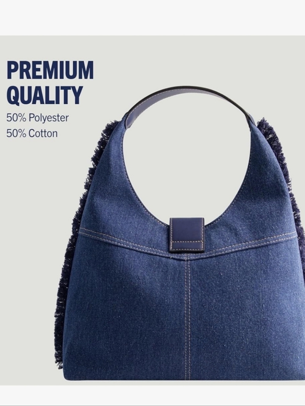True Religion Denim Hobo Bag in Dark Blue with Gold Horseshoe, NWT - Picture 6 of 7